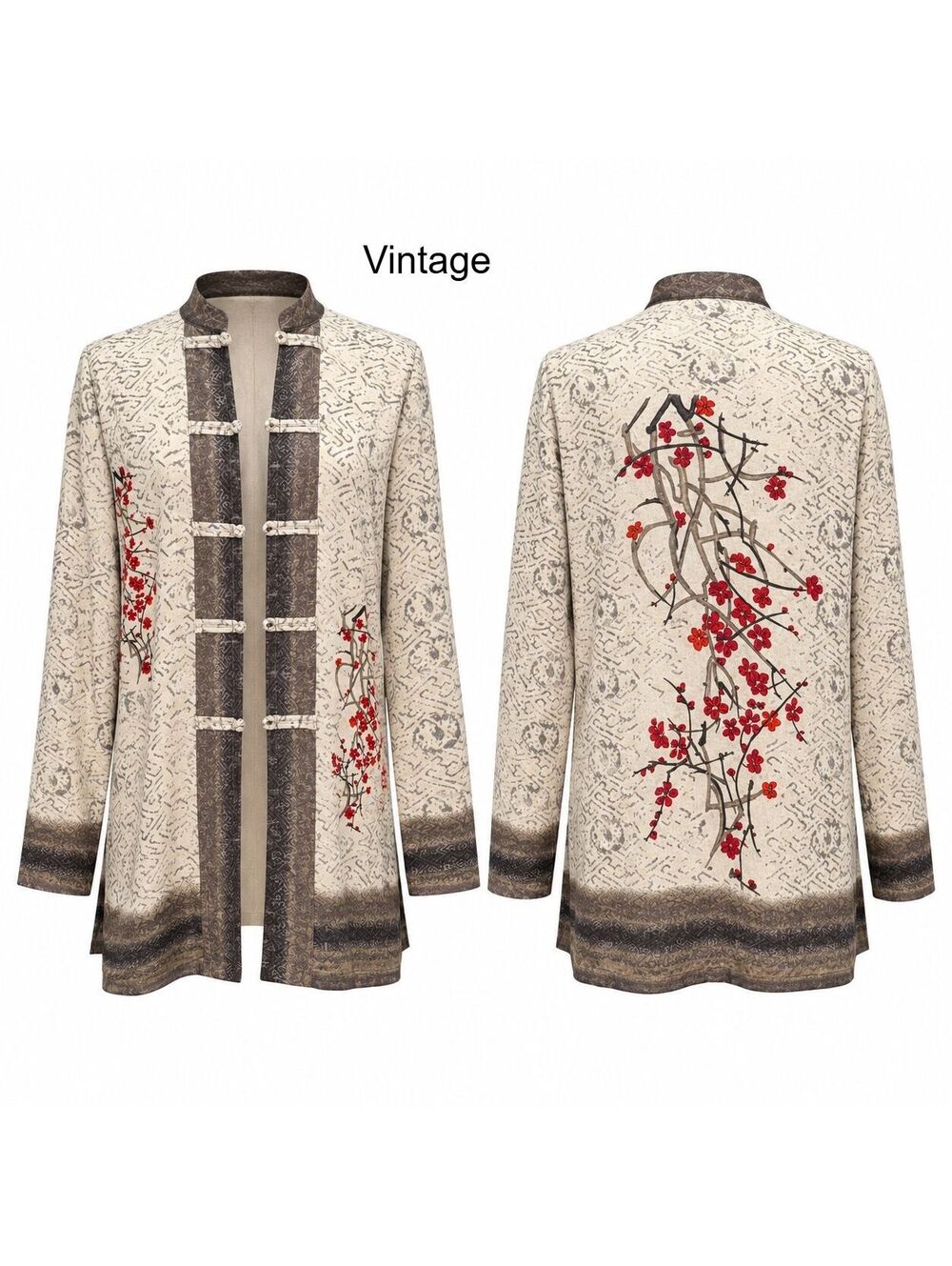 Vintage Chico's Design 100% Silk Floral Print Cardigan Size 0 (4-6) Like New